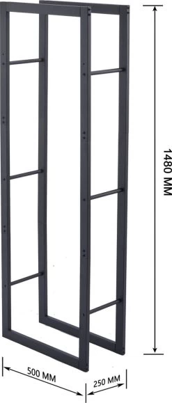 Lendo Online Brandhoutrek 50x25x148cm + Draagtas– Binnen En Buiten - Haardhout Opslag – Haardhoutrek – Houtopslag – Metaal -Philips Hue Winkel 512x1200