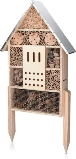 Navaris XL Insectenhotel - 38 X 11,5 X 57 Cm - Insectenhuis Van Bamboe En Hout - Nestplaats Voor Bijen, Vlinders En Lieveheersbeestjes