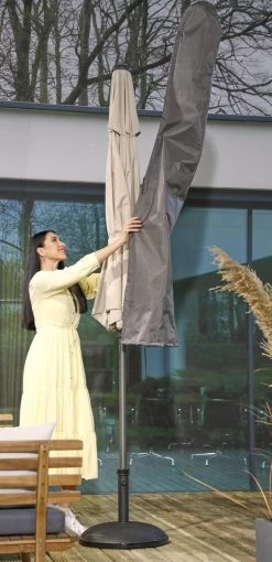 Weersbestendige Parasolhoes - Rond & Vierkant - Max. 3 X 3 M - Grijs / Antraciet - Stokparasol -Philips Hue Winkel 581x1200