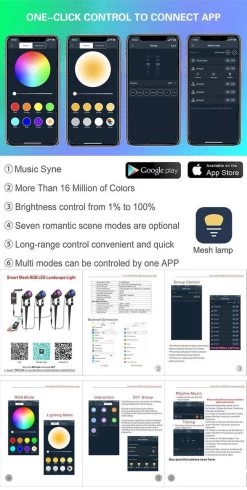 Merkloos Buitenverlichting - Bluetooth Led Tuinspot - LED Tuinspots - Tuinlampen - Te Besturen Met Mobiele App - RGB Multicolour - Waterdicht IP66 - 4 Stuks -Philips Hue Winkel 605x1200