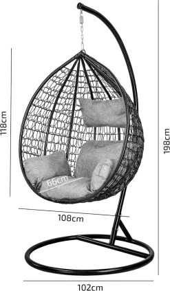 Hangstoel - Ei Stoel - Met Frame - Zwart Beige - Tot 125 Kg 12 Hangstoel - Ei Stoel - Met Frame - Zwart Beige - Tot 125 Kg -Philips Hue Winkel 700x1200