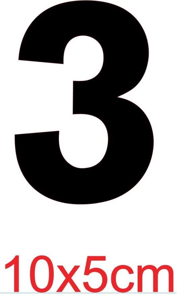 Merkloos Cijfersticker - Zwart - 10 X 5 Cm - Kliko - Brievenbus - Deuren - Containers - Voorraadbakken - Ramen - Nummer 3 3 Merkloos Cijfersticker - Zwart - 10 X 5 Cm - Kliko - Brievenbus - Deuren - Containers - Voorraadbakken - Ramen - Nummer 3
