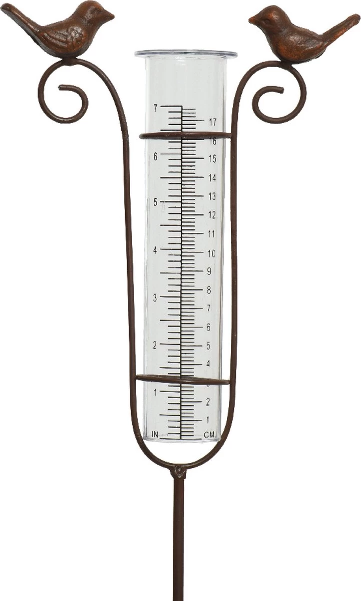 Decoris Regenmeter Met Vogels Van Polyresin L18-W5-H115cm Bruin 3 Decoris Regenmeter Met Vogels Van Polyresin L18-W5-H115cm Bruin