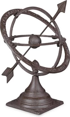 Relaxdays Zonnewijzer Tuin - Gietijzer - Tuindecoratie - Weerbestendig - Zonneklok Antiek