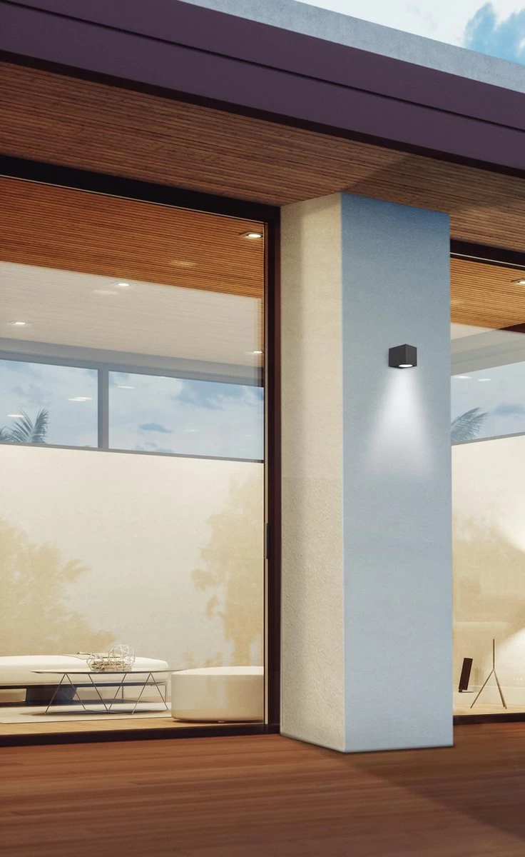 Mantra Kandachu Wandlamp Buiten Vierkant - Muurlamp - 1 Lichtpunt - Tuinverlichting LED Buiten - Buitenlamp - Incl. Philips Hue White GU10 - Zwart 5 Mantra Kandachu Wandlamp Buiten Vierkant - Muurlamp - 1 Lichtpunt - Tuinverlichting LED Buiten - Buitenlamp - Incl. Philips Hue White GU10 - Zwart - Afbeelding 3