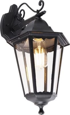 QAZQA New_orleans - Klassieke Wandlamp Voor Buiten - 1 Lichts - D 26.8 Cm - Zwart - Buitenverlichting