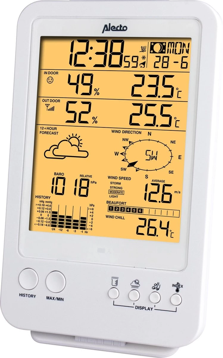Alecto WS-4800 - Professioneel Weerstation Met Draadloze Buitensensor - 6-in-1 14 Alecto WS-4800 - Professioneel Weerstation Met Draadloze Buitensensor - 6-in-1 - Afbeelding 12