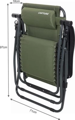 Capture Outdoor, Opklapbare Luxe Ligstoel "Relax RZ-1", Verstelbare Rugleuning, Luxe Armleuningen, Opgespannen Gevoerd Doek, Afneembaar Kussen, … -Philips Hue Winkel 757x1200