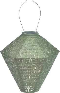 Lumiz Solar Buitenlampion Sashiko Diamond - Solar Tuinverlichting - 28 Cm - Licht Groen