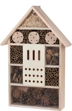 Merkloos Groot Vlinderhuis/bijenhuis/wespenhotel Voor Insecten 51 Cm - Tuindecoratie - Diervriendelijk - Hotel/huis Voor Insecten - Lieveheersbeestjehuis