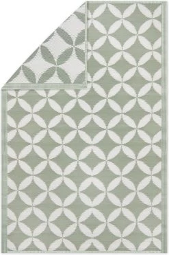 JEMIDI Tuintapijt In Modern Cirkelpatroon - Buitentapijt 120 X 180 Cm - Kleed Voor Tuin, Balkon En Binnenshuis - Groen Grijs/wit Patroon -Philips Hue Winkel 799x1200 14