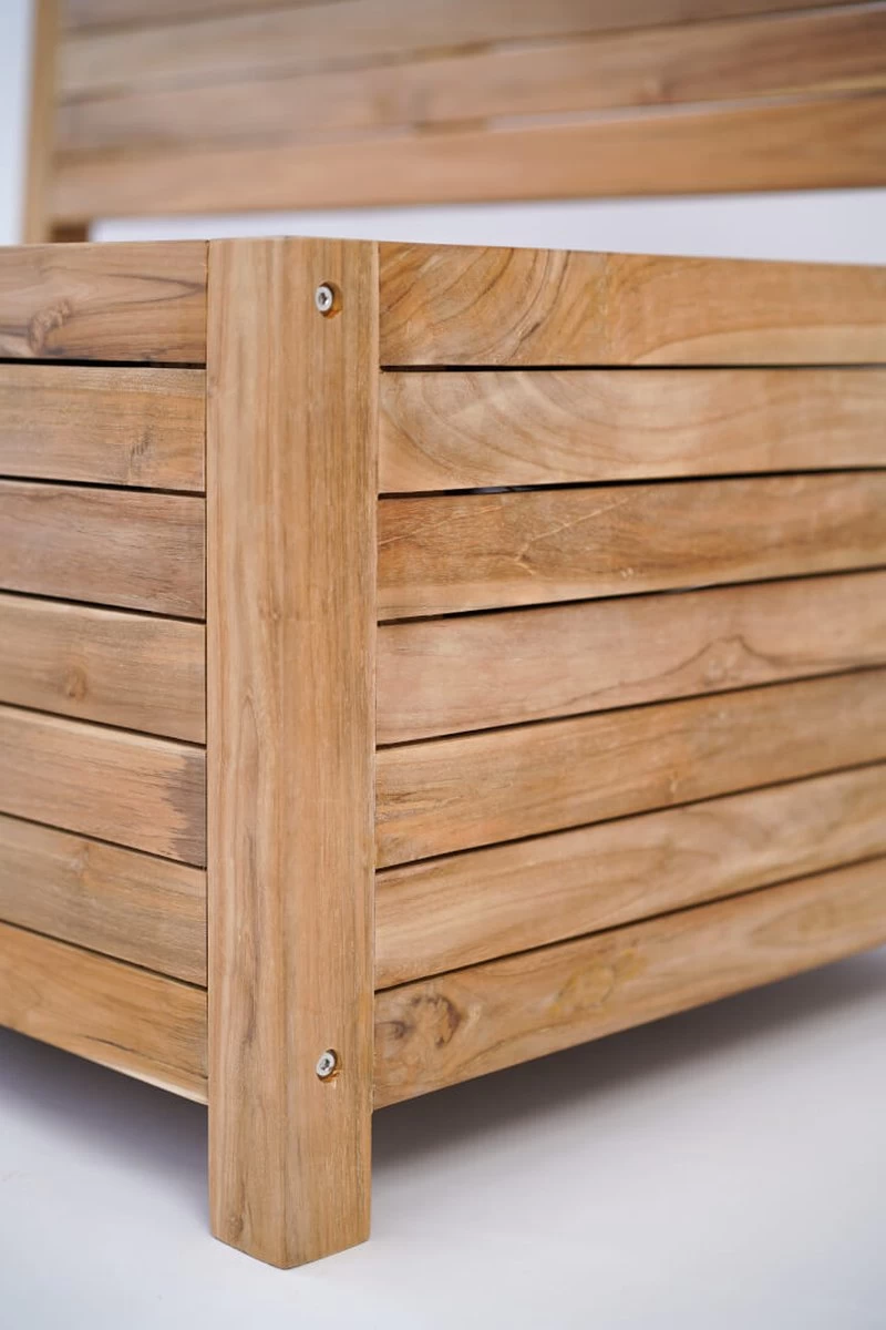 Kleine Teakhouten Tuinbank Met Opbergruimte - 100 X 60 X 90 Cm - Duurzaam Teakhout - Blijft Strak En Mooi - Sterke Constructie Om Lang Mee Te Gaan 4 Kleine Teakhouten Tuinbank Met Opbergruimte - 100 X 60 X 90 Cm - Duurzaam Teakhout - Blijft Strak En Mooi - Sterke Constructie Om Lang Mee Te Gaan - Afbeelding 2