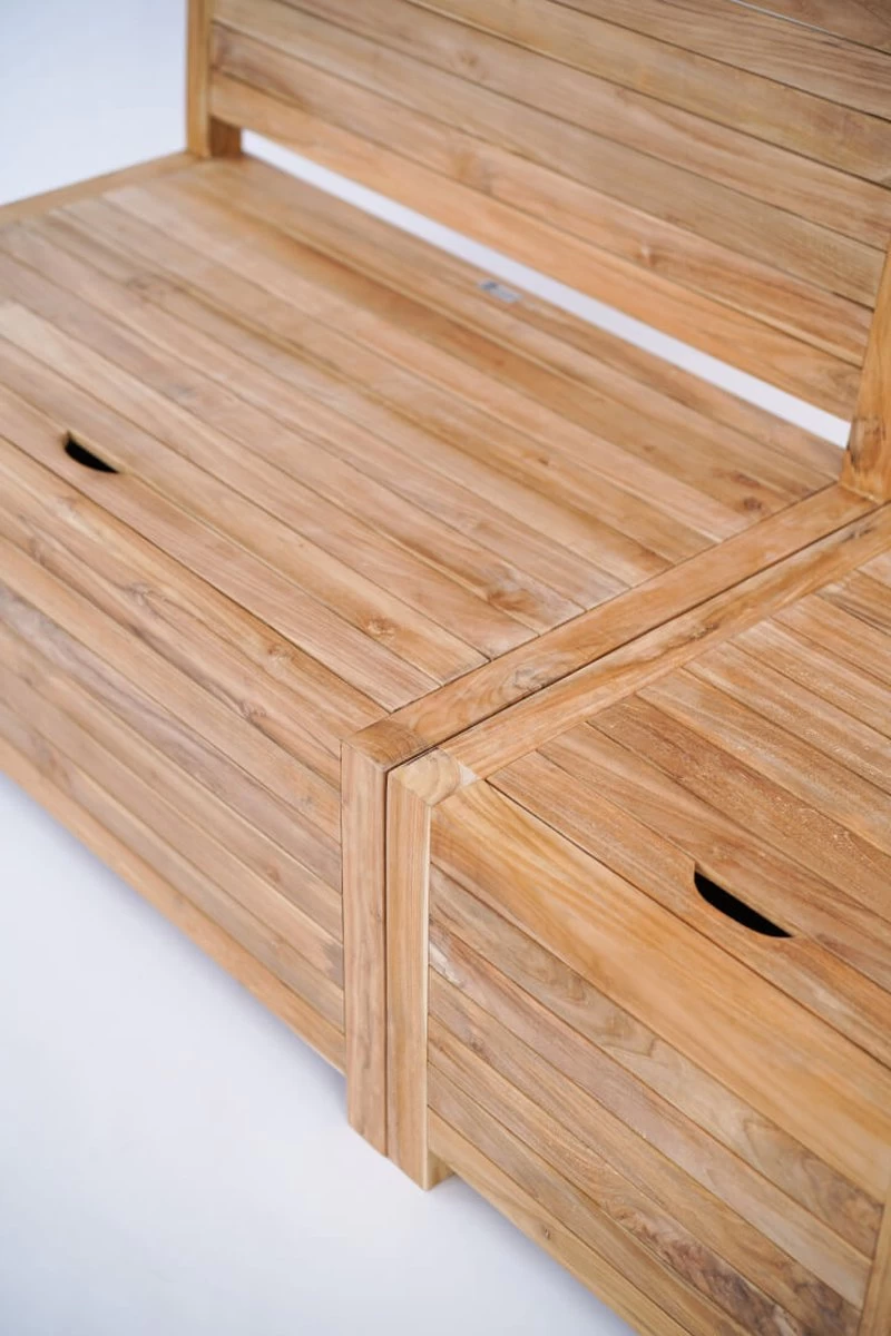 Kleine Teakhouten Tuinbank Met Opbergruimte - 100 X 60 X 90 Cm - Duurzaam Teakhout - Blijft Strak En Mooi - Sterke Constructie Om Lang Mee Te Gaan 5 Kleine Teakhouten Tuinbank Met Opbergruimte - 100 X 60 X 90 Cm - Duurzaam Teakhout - Blijft Strak En Mooi - Sterke Constructie Om Lang Mee Te Gaan - Afbeelding 3