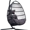 Merkloos Hangstoel Norway - Zwart Wicker & Touw Luxe Egg Hangstoel Met Dikke Antraciete Kussens Met Frame - Inklapbare Basket -Philips Hue Winkel 810x1200 1