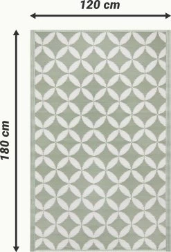 JEMIDI Tuintapijt In Modern Cirkelpatroon - Buitentapijt 120 X 180 Cm - Kleed Voor Tuin, Balkon En Binnenshuis - Groen Grijs/wit Patroon -Philips Hue Winkel 812x1200 7