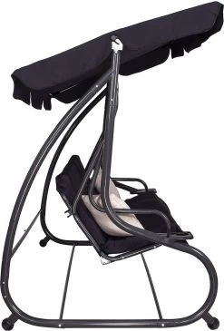 Springos Schommelbank | Linda-Schommel | 3-zits | Waterafstotend | Inclusief 2 Kussens | Verstelbare Luifel | 162 X 200 X 120 Cm | Zwart -Philips Hue Winkel 813x1200