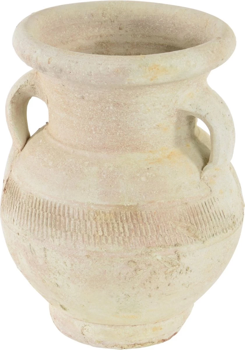 Buiten Amfoor/amfora Kruik Creme Wit Keramiek 25 Cm - Aardewerk Tuindecoratie - Amforen/amforas Voor Buiten/tuin 4 Buiten Amfoor/amfora Kruik Creme Wit Keramiek 25 Cm - Aardewerk Tuindecoratie - Amforen/amforas Voor Buiten/tuin - Afbeelding 2