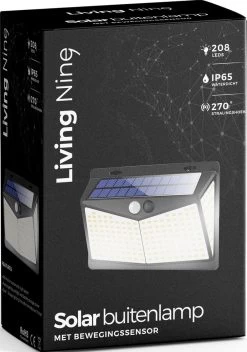 Living Nine® Solar Buitenlamp Met Bewegingssensor - Wandlamp Op Zonne Energie - 208 LED - Waterdicht - Tuinverlichting - Met Sensor - Voor Buiten - Zwart -Philips Hue Winkel 843x1200