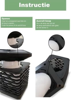 VoordeelShop Solar Tafellamp Set Van 2 Stuks - 13.8cm - Zwart - Solar Tuinverlichting - Led Buitenverlichting Op Zonne Energie Met Sensor - Tuin Fakkel - Voor Binnen En Buiten - Vlam Effect -Philips Hue Winkel 856x1200 1