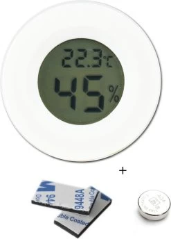 TM2 - Thermometer & Hygrometer - Luchtvochtigheidsmeter Voor Binnen/Koelkast - Wit - Incl Batterijen