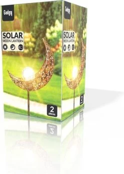 Gadgy Solar Maan Lamp Met Grondspies - Solar Tuinverlichting Set Van 2 St. - Tuinverlichting Op Zonneenergie Buiten - Led Buitenverlichting Met Sensor - Tuinfakkel 88 Cm Hoog - Tuinsteker - Brons - Metaal -Philips Hue Winkel 862x1200 3