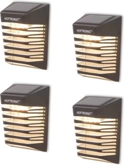 4x HOFTRONIC Dono - Solar Wandlamp Buiten - IP65 Waterdicht - Wintersolar Technologie Monokristal Zonnepaneel - 3000K Warm Wit (sfeervol) - Solar Tuinverlichting Zonne Energie