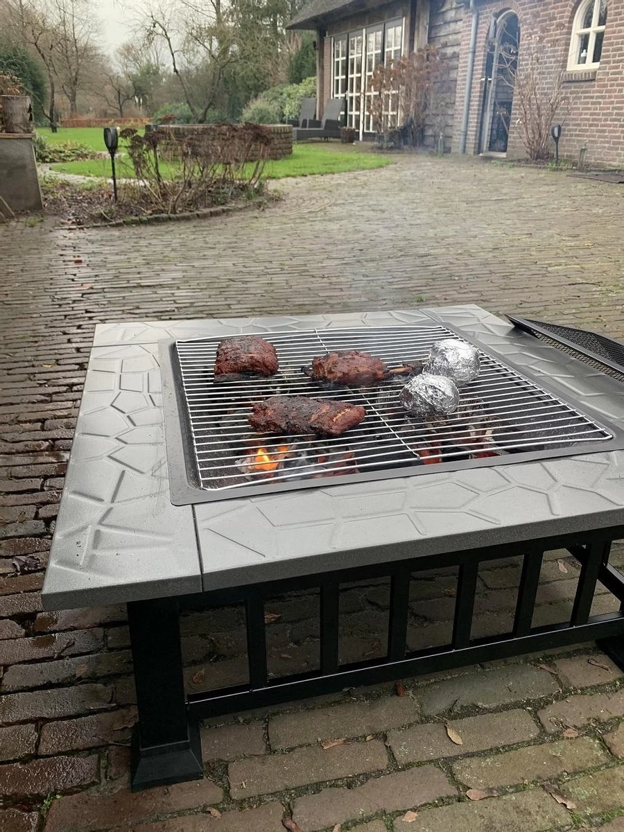 RJRQuality Vuurschaal 80 Cm BBQ Terrashaard Barbecue Vuurkorf Tuinhaard Met Vonkenscherm En Hoes 9 RJRQuality Vuurschaal 80 Cm BBQ Terrashaard Barbecue Vuurkorf Tuinhaard Met Vonkenscherm En Hoes - Afbeelding 7