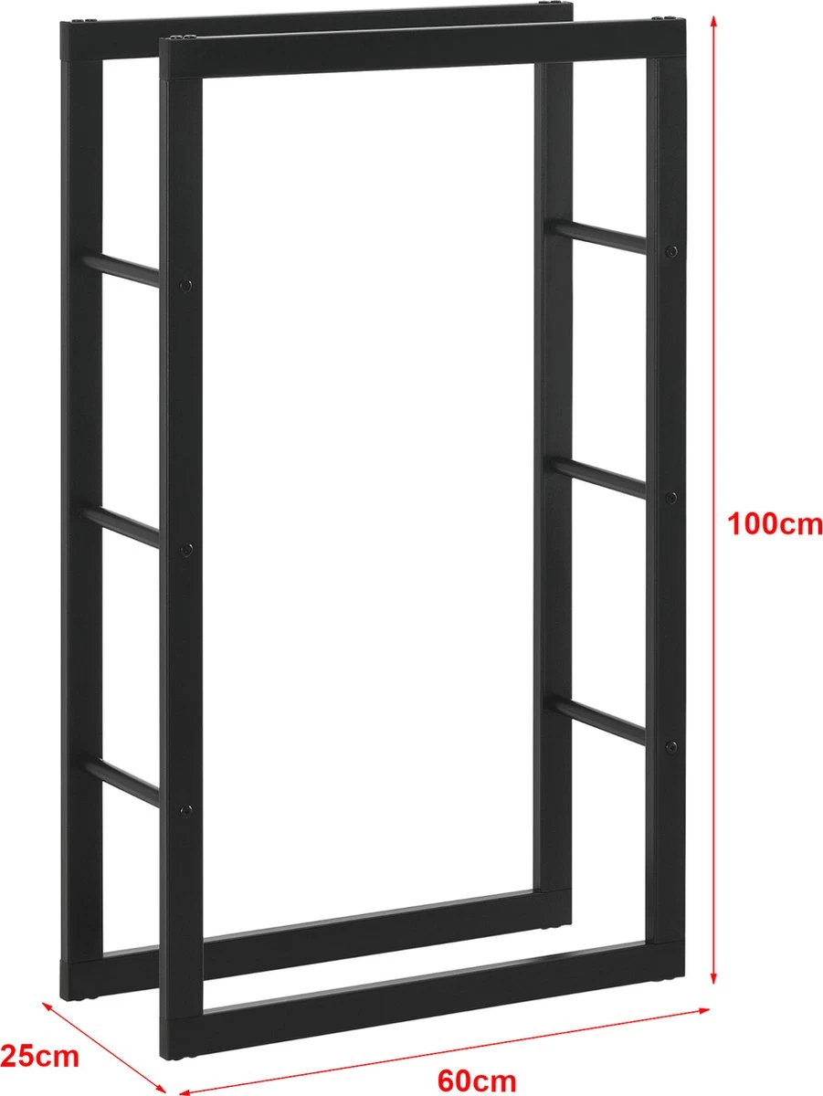 Brandhout Rek Houtopslag Täby Zwart 60x25x100 Cm 8 Brandhout Rek Houtopslag Täby Zwart 60x25x100 Cm - Afbeelding 6