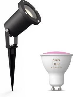 Philips Puled Grondspot LED Voor Buiten - Incl. Philips Hue White & Color Ambiance - Prikspot - Tuinverlichting - Buitenlamp - Zwart