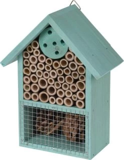 Merkloos Blauw Insectenhotel 20 Cm - Hotel/huisje Voor Insecten - Bijenhuis/vlinderhuis