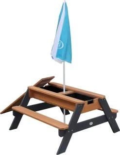 AXI Nick Zand & Water Picknicktafel In Antraciet/Bruin - Parasol Blauw/Wit - Picknick Tafel Voor Kinderen Van Hout -Philips Hue Winkel 930x1200 1
