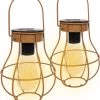 MaxxGarden Solarverlichting - Tafellamp En Wandlamp Met Sensor - Tuinverlichting Op Zonne-energie - Buiten - Roest Lantaarn Met Wandhaak - 12x15cm - Set Van 2 Stuks