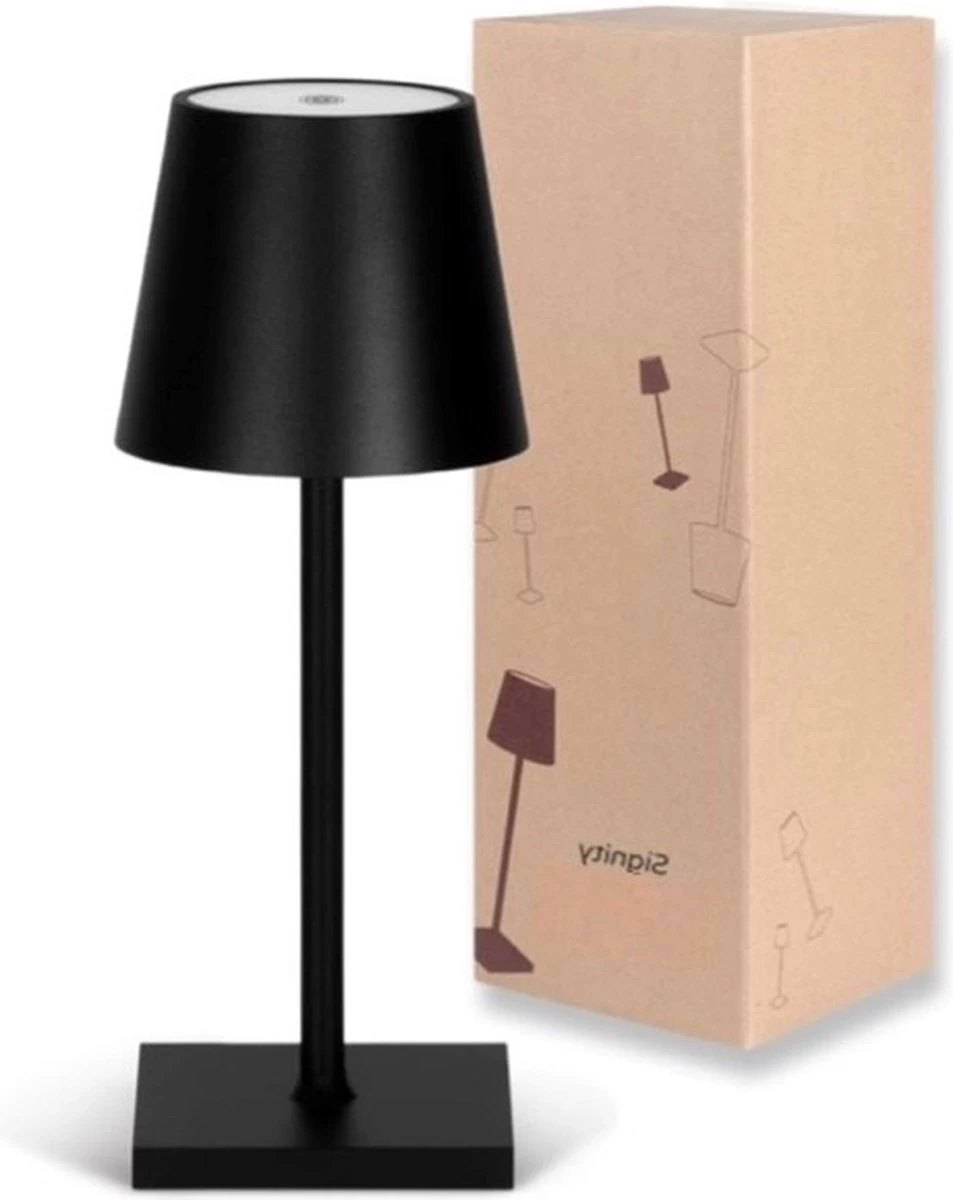 Signity® Mini Oplaadbare Tafellamp - Tafellamp Slaapkamer En Woonkamer - Draadloze Tafellamp Voor Binnen En Buiten - Draadloze Tafellamp Op Batterijen- Tafellamp Oplaadbaar - Tafellamp Zwart - 26cm 3 Signity® Mini Oplaadbare Tafellamp - Tafellamp Slaapkamer En Woonkamer - Draadloze Tafellamp Voor Binnen En Buiten - Draadloze Tafellamp Op Batterijen- Tafellamp Oplaadbaar - Tafellamp Zwart - 26cm