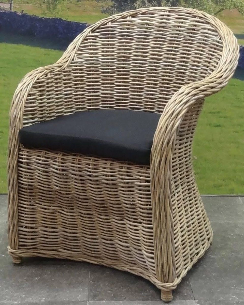 Roma Dining Tuinstoel Naturel Rotan - Suntech Kussen 3 Roma Dining Tuinstoel Naturel Rotan - Suntech Kussen