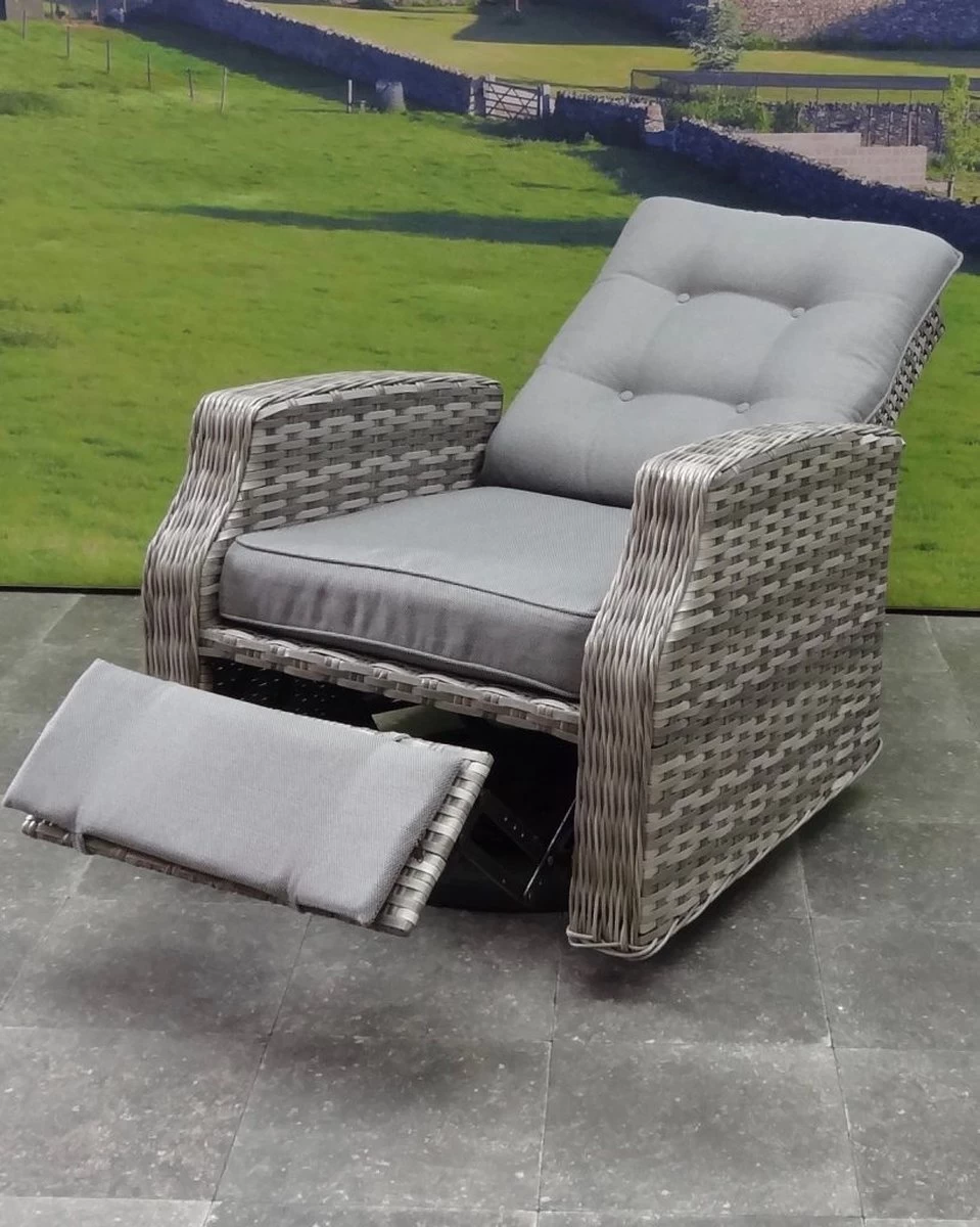 Kreta Lounge Tuinstoel Verstelbaar En Draaibaar Grijs 4 Kreta Lounge Tuinstoel Verstelbaar En Draaibaar Grijs - Afbeelding 2