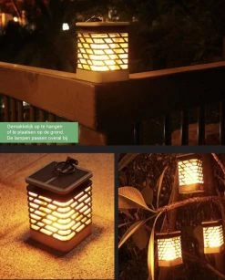 VoordeelShop Solar Tafellamp Set Van 2 Stuks - 13.8cm - Zwart - Solar Tuinverlichting - Led Buitenverlichting Op Zonne Energie Met Sensor - Tuin Fakkel - Voor Binnen En Buiten - Vlam Effect -Philips Hue Winkel 965x1200 1