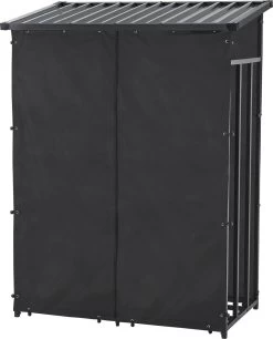 Brandhout Rek Houtopslag Yakutat 185x130x70 Cm Zwart