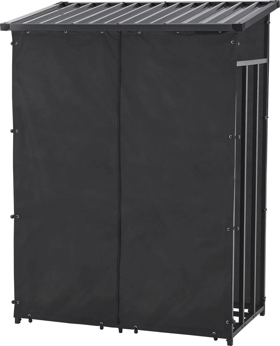 Brandhout Rek Houtopslag Yakutat 185x130x70 Cm Zwart 3 Brandhout Rek Houtopslag Yakutat 185x130x70 Cm Zwart