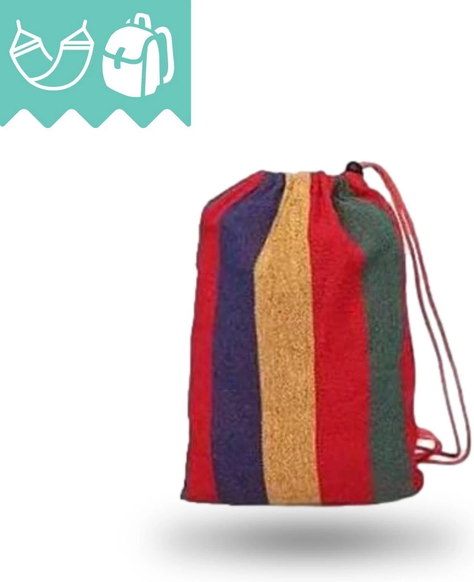 Dubbele Hangmat Rood Met Spreidstok - 1 Of 2 Persoons - Lig Oppervlak 190x150cm - Lengte 260cm 9 Dubbele Hangmat Rood Met Spreidstok - 1 Of 2 Persoons - Lig Oppervlak 190x150cm - Lengte 260cm - Afbeelding 7