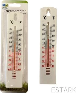 ESTARK® Thermometer - Buitenthermometer - Binnenthermometer - Metalen Binnen Buiten Thermometer - Wit - Thermometer Voor Aan Muur Gevel - Kwik - Draadloos - Min/Max - Muurthermometer - Kozijnthermometer - Temperatuurmeter - Thermometer Wit